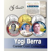 Baseball Legend YOGI BERRA New York Statehood Quarters US Colorized 3-Coin Set - Officially Licensed