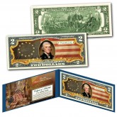 BETSY ROSS 13 Stars Colonies 1777 United States of America Flag Genuine Legal Tender U.S. $2 Bill