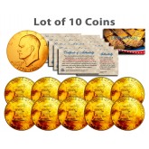 Bicentennial 1976 Eisenhower IKE Dollar Coins 24K GOLD PLATED w/Capsules (Quantity 10)