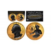  24K GOLD Plated 2-Sided 1976 Bicentennial Quarter with Black RUTHENIUM Highlights Obverse & Reverse 