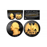 Black RUTHENIUM 2-Sided 1964 US Genuine Silver Quarter Coin with Genuine 24KT Gold 2-Sided Clad Highlights 