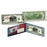 American Bison Buffalo / Lewis & Clark 1901 Design on Genuine Legal Tender Modern U.S. Two-Dollar $2 Banknote