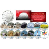 CANADA 150 ANNIVERSARY RCM Royal Canadian Mint Colorized Medallions WILDLIFE Set of 14