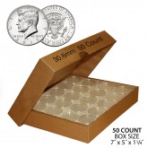 JFK HALF DOLLAR Direct-Fit Airtight 30.6mm Coin Capsule Holders For KENNEDY HALF DOLLARS (QTY: 50) **COMES PACKAGED WITH BOX AS SHOWN** 