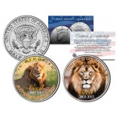 Cecil Famous African Lion 2015 JFK Kennedy Colorized Half Dollar U.S. 2-Coin Set - In Memoriam & Forever in Our Hearts
