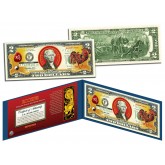 Chinese Zodiac - YEAR OF THE ROOSTER - Colorized $2 Bill U.S. Legal Tender Currency