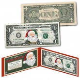THE ORIGINAL SANTA BUCKS Santa Claus Christmas Keepsake Stocking Stuffer $1 Bill U.S. Legal Tender Currency in Red XMAS Display