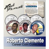Baseball Legend ROBERTO CLEMENTE Statehood Quarters US Colorized 3-Coin Set - Officially Licensed
