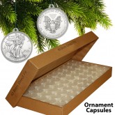 25 Direct Fit Airtight 40.6mm CHRISTMAS ORNAMENT Coin Holders Capsule Holders For SILVER EAGLE Oz