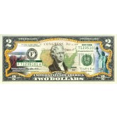 NEW YORK State/Park COLORIZED Legal Tender U.S. $2 Bill with Security Features