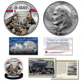 WWII D-DAY Normandy Invasion 80th ANNIVERSARY 1944-2024 Operation Overlord IKE Eisenhower Dollar Genuine U.S. Coin with Collectible Trading Card