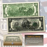 FULL BACK to FACE OFFSET COLORIZED PRINTING ERROR OVERPRINT $2 U.S. Bill Genuine Legal Tender Currency 