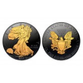 Black RUTHENIUM 1 Oz Silver 2015 American Eagle U.S. Coin with 2-Sided 24K Gold Clad