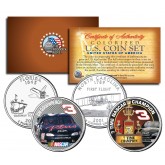 DALE EARNHARDT - 7-Time NASCAR Champ & GM Goodwrench - North Carolina & Florida Quarters U.S. 2-Coin Set - Officially Licensed