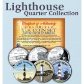 Historic American - LIGHTHOUSES - Colorized US Statehood Quarters 3-Coin Set #3 - Cape Lookout (NC) Portsmouth Harbor (NH) Assateague (VA)