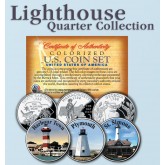 Historic American - LIGHTHOUSES - Colorized US Statehood Quarters 3-Coin Set #6 - Harbour Town (SC) Plymouth (MA) St. Simons (GA)