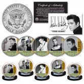 ELVIS PRESLEY * Early Music Hits -1950's * Official JFK Half Dollar Genuine Legal Tender U.S. 5-Coin Set
