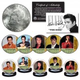 ELVIS PRESLEY * 1960's-70's Music Hits * Genuine U.S. 1976 Bicentennial IKE Eisenhower Dollar 5-Coin Set