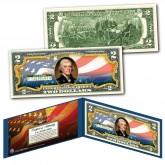 United States of America Flag - New Design - Legal Tender $2 Bill FULLY COLORIZED