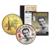 JOE DiMAGGIO - Hall of Fame - Legends Colorized New York State Quarter 24K Gold Plated Coin