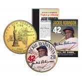 JACKIE ROBINSON - Hall of Fame - Legends Colorized New York State Quarter 24K Gold Plated Coin