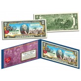 I LOVE LUCY Christmas XMAS Genuine Legal Tender U.S. Colorized $2 Bill - Officially Licensed