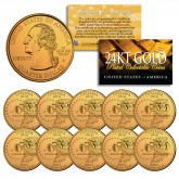2002 Indiana State Quarters U.S. Mint BU Coins 24K GOLD PLATED (Quantity 10)