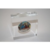 JESUS LAST SUPPER American Silver Eagle Colorized Coin Lucite Paperweight Square