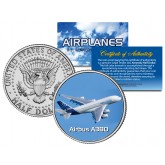 AIRBUS A380 - Airplane Series - JFK Kennedy Half Dollar U.S. Colorized Coin