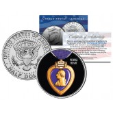 PURPLE HEART MEDAL Colorized JFK Kennedy Half Dollar Coin Collectible MILITARY