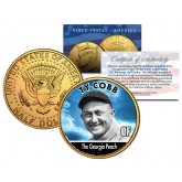 TY COBB Baseball Legends JFK Kennedy Half Dollar 24K Gold Plated US Coin