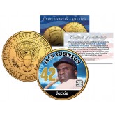 JACKIE ROBINSON Baseball Legends JFK Kennedy Half Dollar 24K Gold Plated US Coin