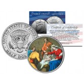 JESUS CHRIST - NATIVITY - JFK Kennedy Half Dollar U.S. Colorized Coin