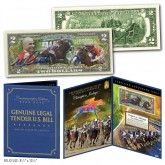 MIKE SMITH Hand-Signed Autographed Thoroughbred Horse Racing Jockey Genuine Colorized $2 Bill in Large Display Folio (Champion Jockey Series)