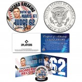 AARON JUDGE Single Season 62 Home Run Record Official Genuine Legal Tender JFK Kennedy Half Dollar U.S. Coin with Panoramic Display Certificate of Authenticity