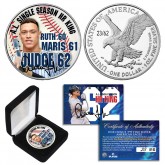 AARON JUDGE Yankees HR KING 2022 U.S. 1 OZ. Silver American Eagle 62nd HR Coin - Serial Numbered of 62 with Display Box