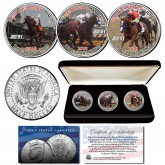 JUSTIFY Triple Crown Winner Thoroughbred Horse Racing JFK Kennedy Half Dollar U.S. 3-Coin Set with Display Box