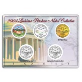 2004 LOUISIANA PURCHASE NICKEL Westward Journey 5-Coin US Set - P&D - Hologram - Colorized - 24K Gold Plated