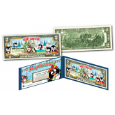 PENGUINS - MERRY CHRISTMAS XMAS Holiday Colorized Legal Tender U.S. $2 Bill with Certificate and Folio 