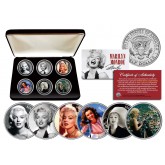 MARILYN MONROE - GLAMOROUS PORTRAITS - Colorized JFK Kennedy Half Dollar 6-Coin Set with Display Box - Officially Licensed