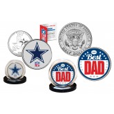 Best Dad - DALLAS COWBOYS 2-Coin Set U.S. Quarter & JFK Half Dollar - NFL Officially Licensed