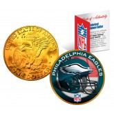 PHILADELPHIA EAGLES NFL 24K Gold Plated IKE Dollar US Colorized Coin - Officially Licensed