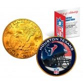 HOUSTON TEXANS NFL 24K Gold Plated IKE Dollar US Colorized Coin - Officially Licensed
