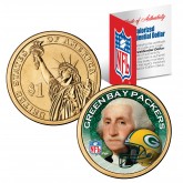 GREEN BAY PACKERS NFL Presidential $1 Dollar US Colorized Coin - Officially Licensed
