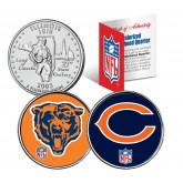 CHICAGO BEARS - Retro & Team Logo - Illinois Quarters 2-Coin U.S. Set - NFL Officially Licensed