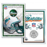 MIAMI DOLPHINS Field NFL Colorized JFK Kennedy Half Dollar U.S. Coin w/4x6 Display