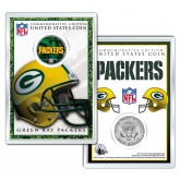 GREEN BAY PACKERS Field NFL Colorized JFK Kennedy Half Dollar U.S. Coin w/4x6 Display
