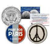 PRAY FOR PARIS Colorized 2015 JFK Half Dollar U.S. 2-Coin Set - WORLD PEACE France