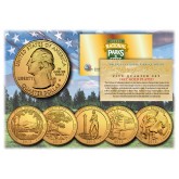 2013 America The Beautiful 24K GOLD PLATED Quarters U.S. Parks 5-Coin Set with Capsules