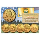 2014 America The Beautiful 24K GOLD PLATED Quarters U.S. Parks 5-Coin Set with Capsules